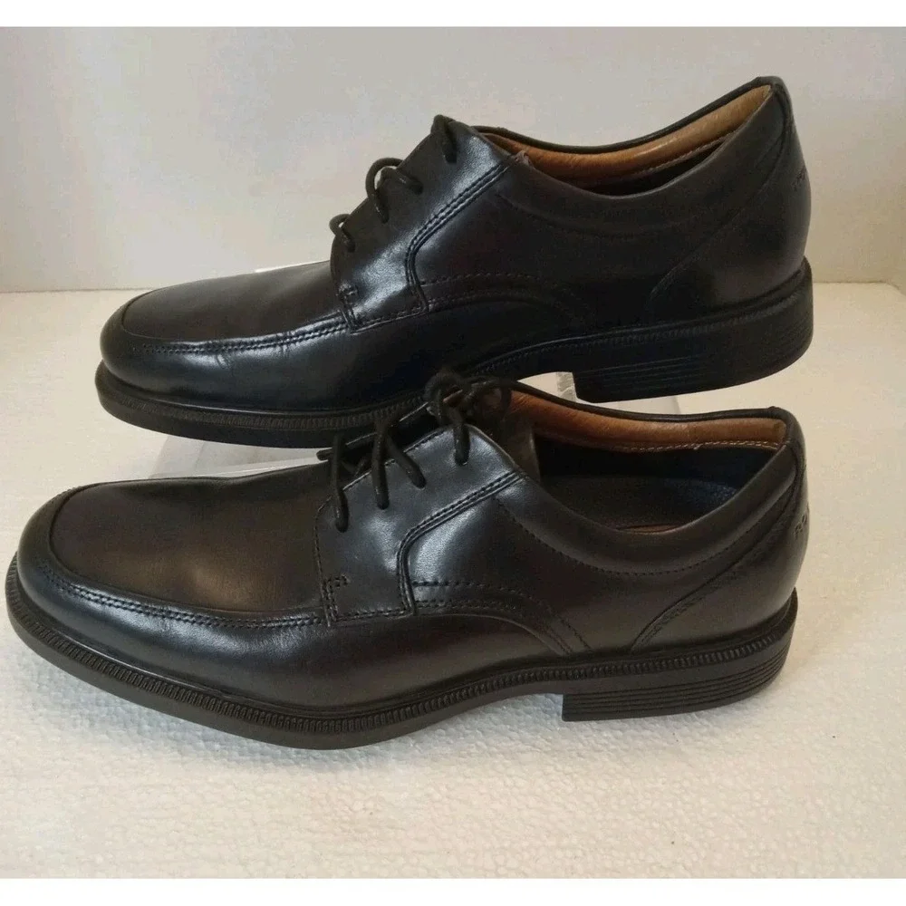 Rockport Men Black Leather Essential Details Apron Toe Oxford Shoes 9 N